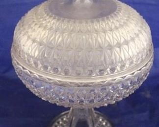 1536 - Pressed glass covered candy dish 13 x 9
