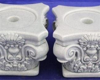 1539 - Pair pottery candleholders 5 x 5 x 4 1/2
