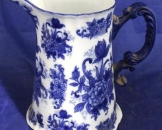 1563 - Blue & white pitcher 9"

