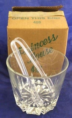 1632 - Princess House ice bucket with tongs in box
