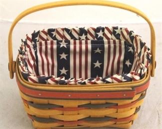1645 - Longaberger 1997 All American Patriot basket With cloth liner 8 x 8 x 6

