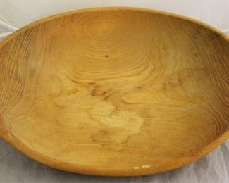 1684 - Signed carved wood dough bowl dated 2005 17 x 14 1/2
