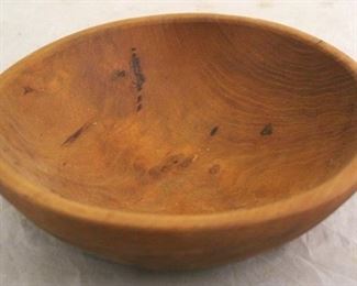 1688 - Signed & dated 2005 carved cherry dough bowl 9 1/4" round
