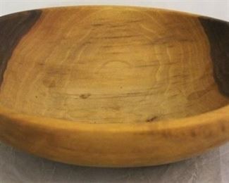 1689 - Signed & dated 2006 carved black walnut bowl 11 x 9
