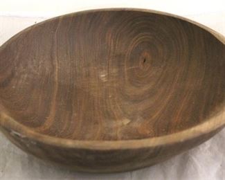 1691 - Signed & dated 2014 walnut carved dough bowl 11 1/2" round
