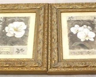 5002 - Pair of orchid & rose framed prints 11 1/2 x 13 1/2
