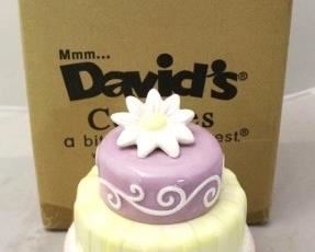 5023 - David's cookies Birthday cake cookie jar in box 10" tall
