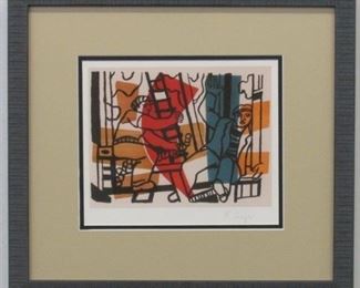 9006x - The Builders by F. Leger Signature on printing plate 17 1/2 x 15 1/2
