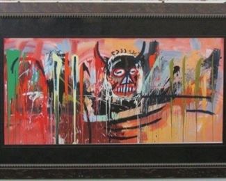 9008 - Untitled Head with Horns by Jean Micheal Basquiat 38 1/2 x 23 1/2

