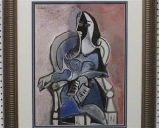 9020 - Woman Seated in Arm Chair giclee by Picasso 24 x 29
