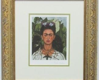 9025 - Self Portrait by Frida Kahlo Signature on printing plate 17 1/2 x 19 1/2
