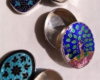 3 silver and enamel small boxes from Kashmir