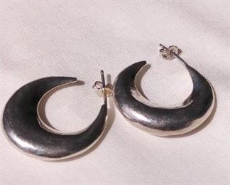 silver moon shape earrings