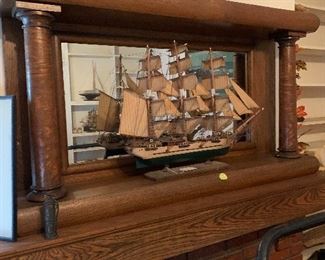 Wooden ship and oak mantle top