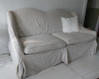 linen covered couch
