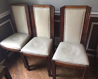 Set of eight art deco chairs.
