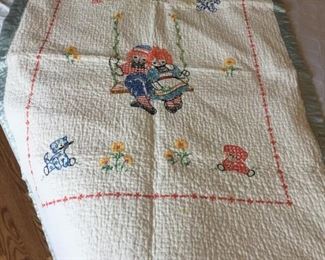 Hand-made baby blanket.