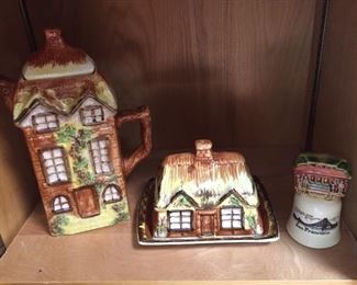 Vintage teapot and butter dish.