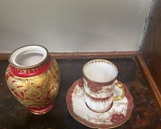 Asian vase and cup/saucer.