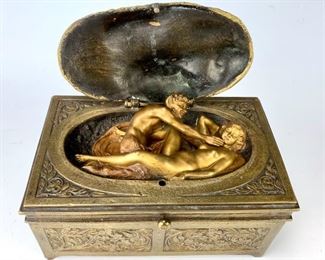 Signed Bergman Antique Erotic Mechanical Bronze Box - Lot 111