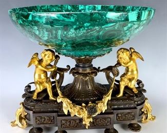 Two Tone Gilt Cherub Bronze Centerpiece with Bowl - Lot 110