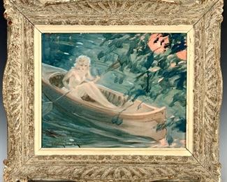 Louis Icart (1888-1950) "Reflets" Oil Painting - Lot 129