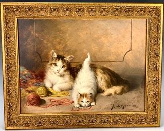 Jules LeRoy (France 1833-1865) "Cats with Yarn" - Lot 105