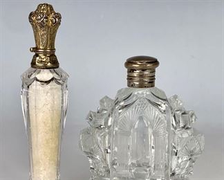 Pair Cut Glass & Silver Perfume Bottles C.1880s - Lot 73