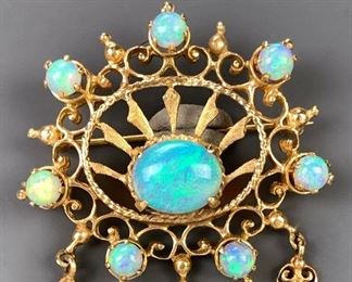 Vintage 11 Fire Opals and 14K Brooch - Lot 39