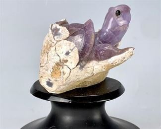 Carved Amethyst "Emerging Turtle" - Lot 49