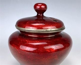 Japanese Koro Enameled Covered Jar with Silver Frame - Lot 42