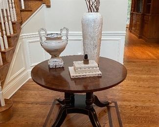 Entre' Mahogany Table Manufactured by Karges of Evansville, Indiana w/ brass Claw Feet and Accessories