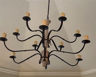 57" Diameter Chandelier, Can be lowered electrically for removal! Iron & Porcelain