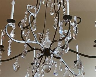 Iron and Crystal Chandelier Can be lowered electrically for removal! Beautifully simple and elegant