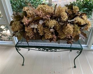 Dried Floral Accents/Metal Patio Table