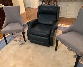 Blue Leather Reclining Chair