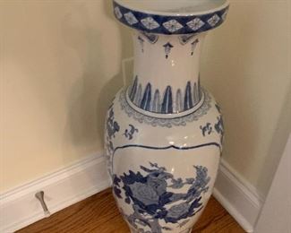 Large Blue and White Porcelain Floor Vase