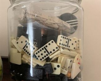DOMINOES IN OLD STORE DISPLAY JAR