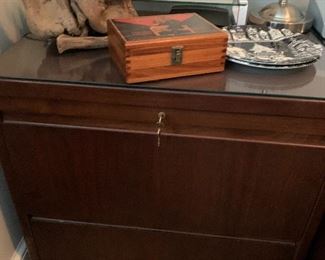 SOLID WOOD FILE CREDENZA WITH MATCHING EXECUTIVE DESK