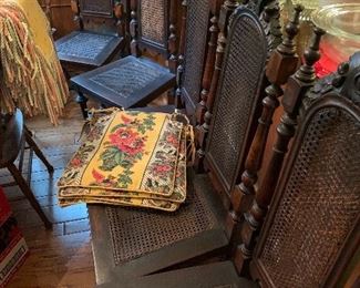 SET OF SIX ANTIQUE ENGLISH CANE CHAIRS