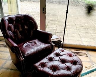 Hancock and Moore, chair w/ ottoman, matching sofa