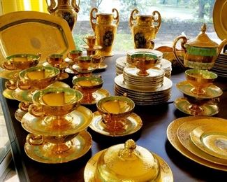 China, Czech,  Victoria,  and other Czech matching  Lamps, vases, platters