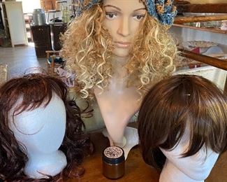 Wigs, Handmade Wool Hat, and Foam Wig and Mannequin head