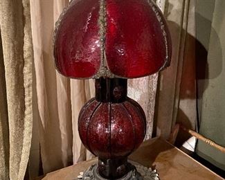 Stunning Antique Ruby Glass Lamp