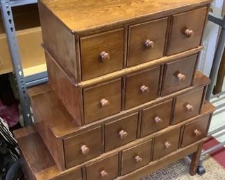 Oak cabinet 15 drawers