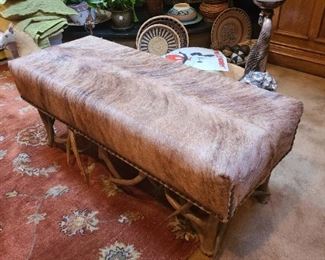 Antler and hide coffee table