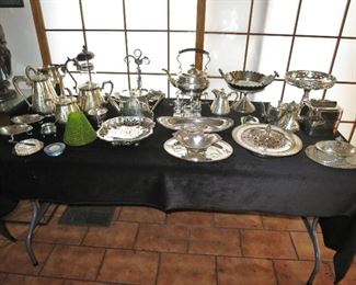 Assortment of Silver, including a Victorian 3-Piece Tea Set, Victorian Tilt Tea Pot on a Stand; Victorian Center Compote, etc.