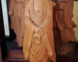 Finely Carved Wooden Maidens