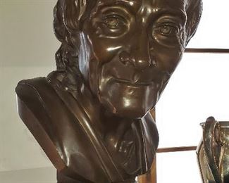 "Voltaire" Bronze by Barbedienne after Houdon.  