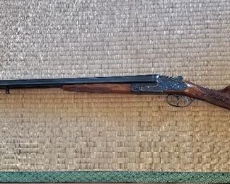 Spanish Aya Shotgun with Silver Fittings, ca. 1950 with Leather Case